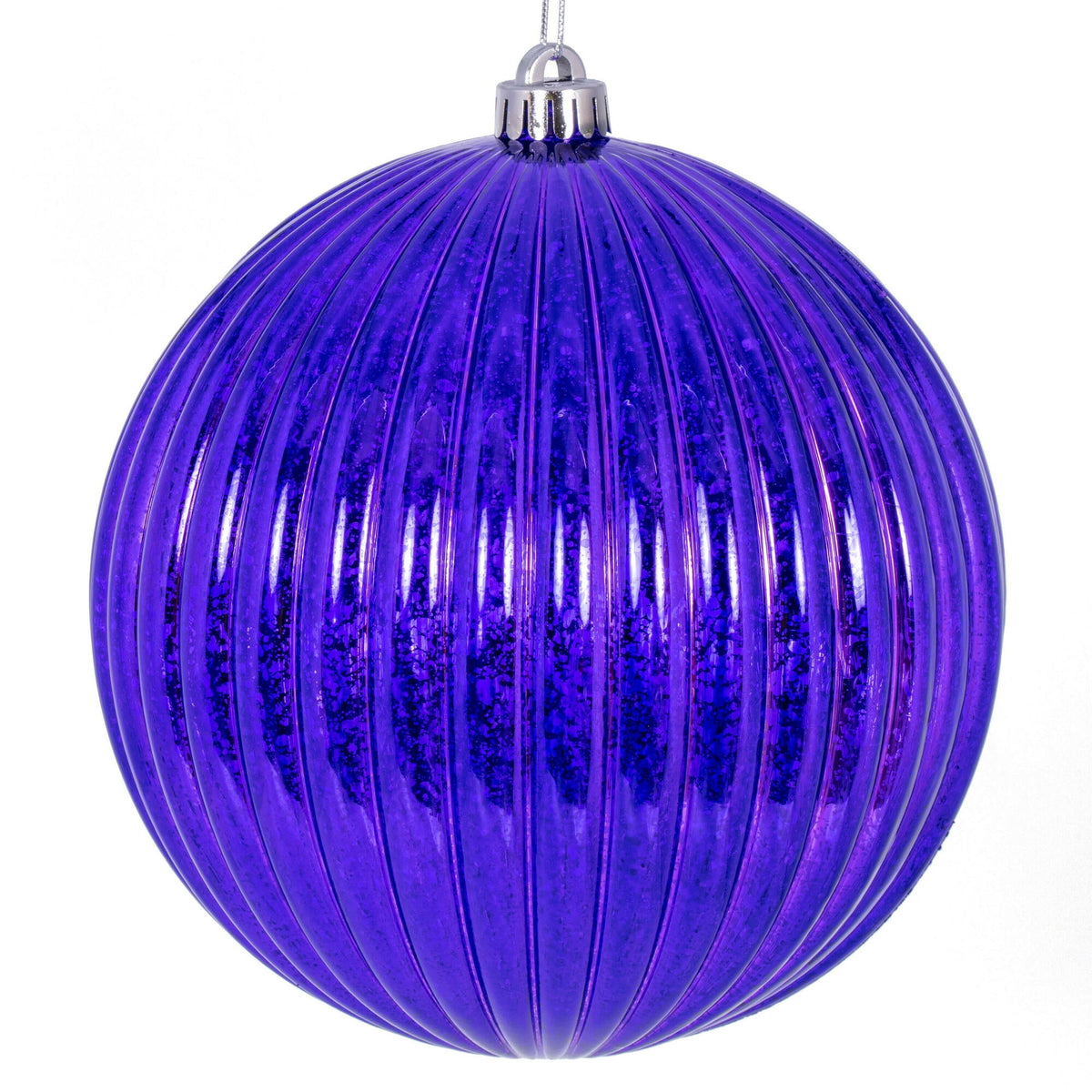 Vickerman 4" Chocolate Shiny Lined Mercury Ball Ornament, 6 per bag.