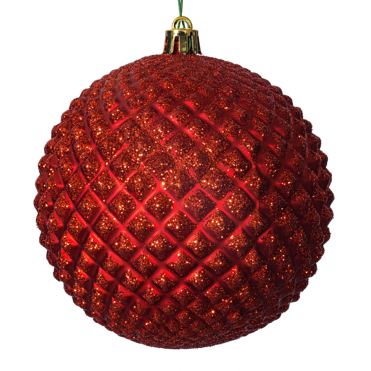 Vickerman 6" Olive Durian Glitter Ball Ornament, 4 per Bag