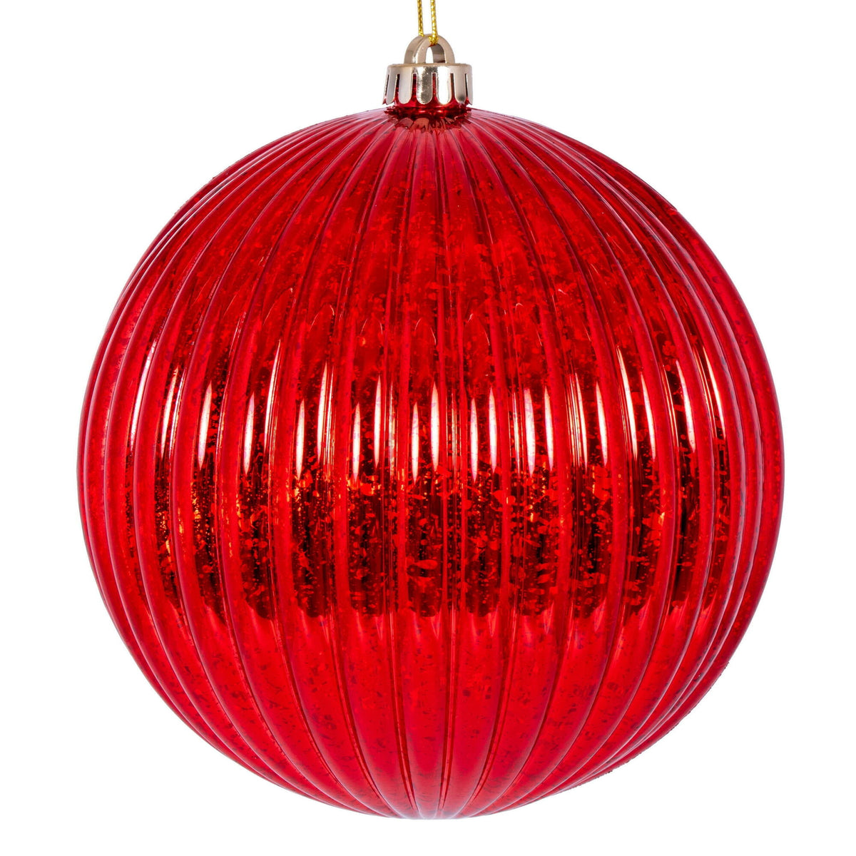 Vickerman 4" Chocolate Shiny Lined Mercury Ball Ornament, 6 per bag.