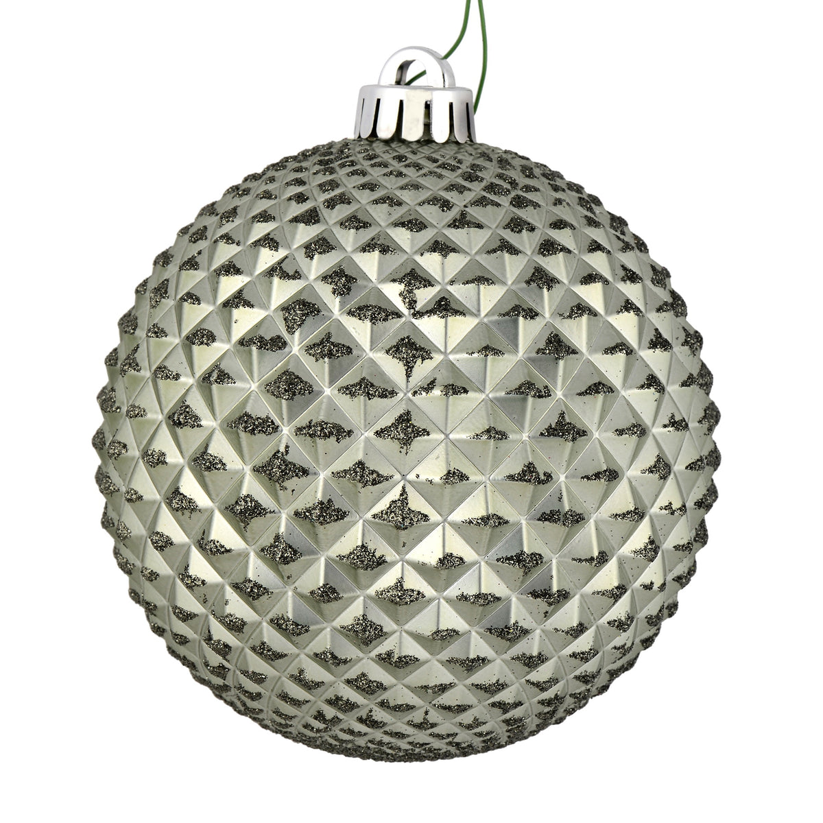 Vickerman 6" Olive Durian Glitter Ball Ornament, 4 per Bag