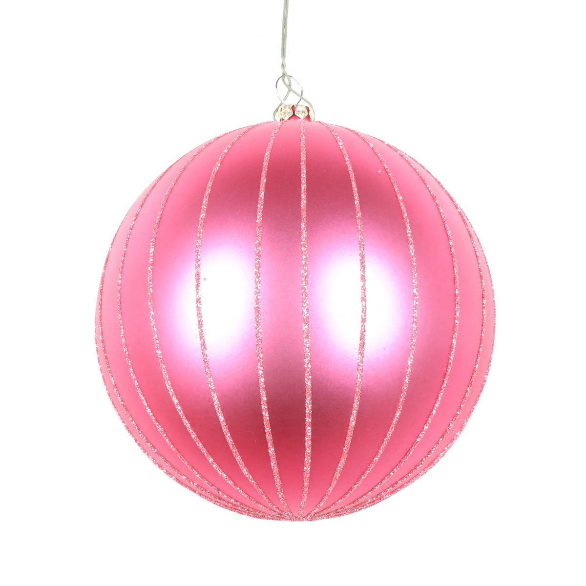 Vickerman 6" Rose Gold Matte Glitter Ball Christmas Ornament, 2 pieces per bag