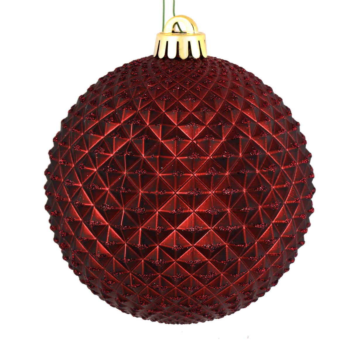 Vickerman 6" Olive Durian Glitter Ball Ornament, 4 per Bag