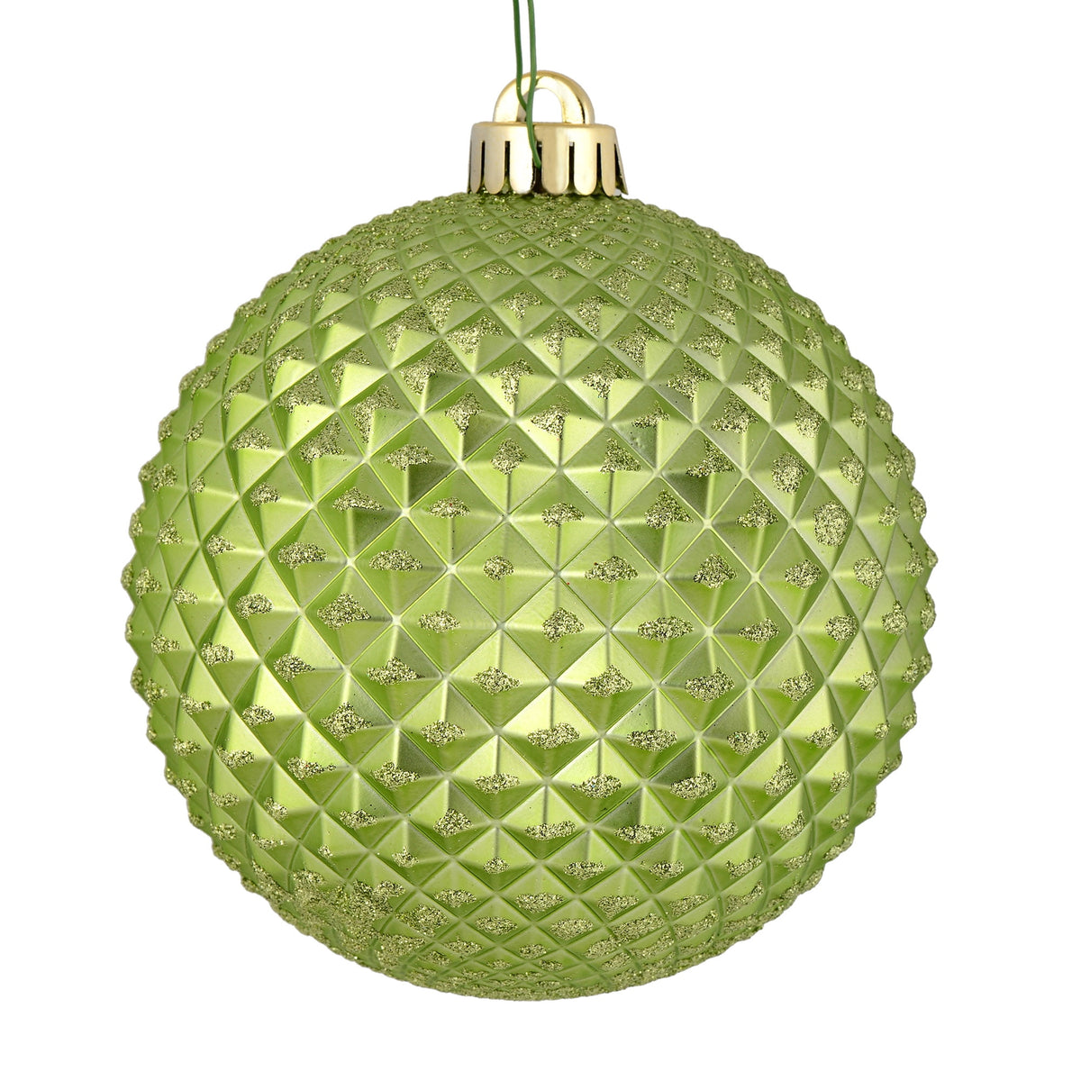 Vickerman 6" Olive Durian Glitter Ball Ornament, 4 per Bag
