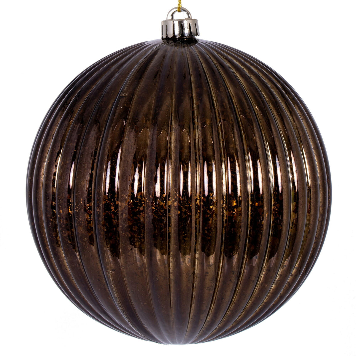 Vickerman 6" Burgundy Shiny Lined Mercury Ball Ornament, 4 per bag.