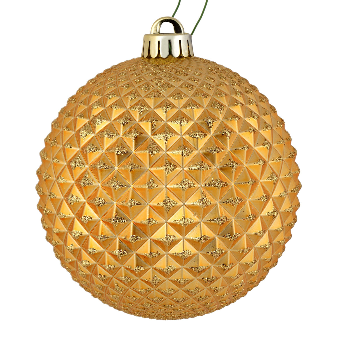 Vickerman 6" Olive Durian Glitter Ball Ornament, 4 per Bag