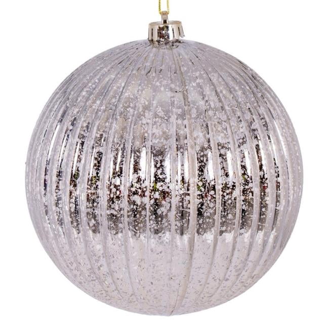 Vickerman 6" Burgundy Shiny Lined Mercury Ball Ornament, 4 per bag.