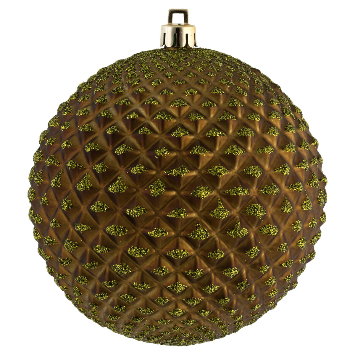 Vickerman 6" Olive Durian Glitter Ball Ornament, 4 per Bag