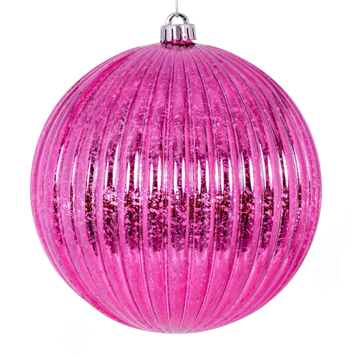 Vickerman 6" Burgundy Shiny Lined Mercury Ball Ornament, 4 per bag.