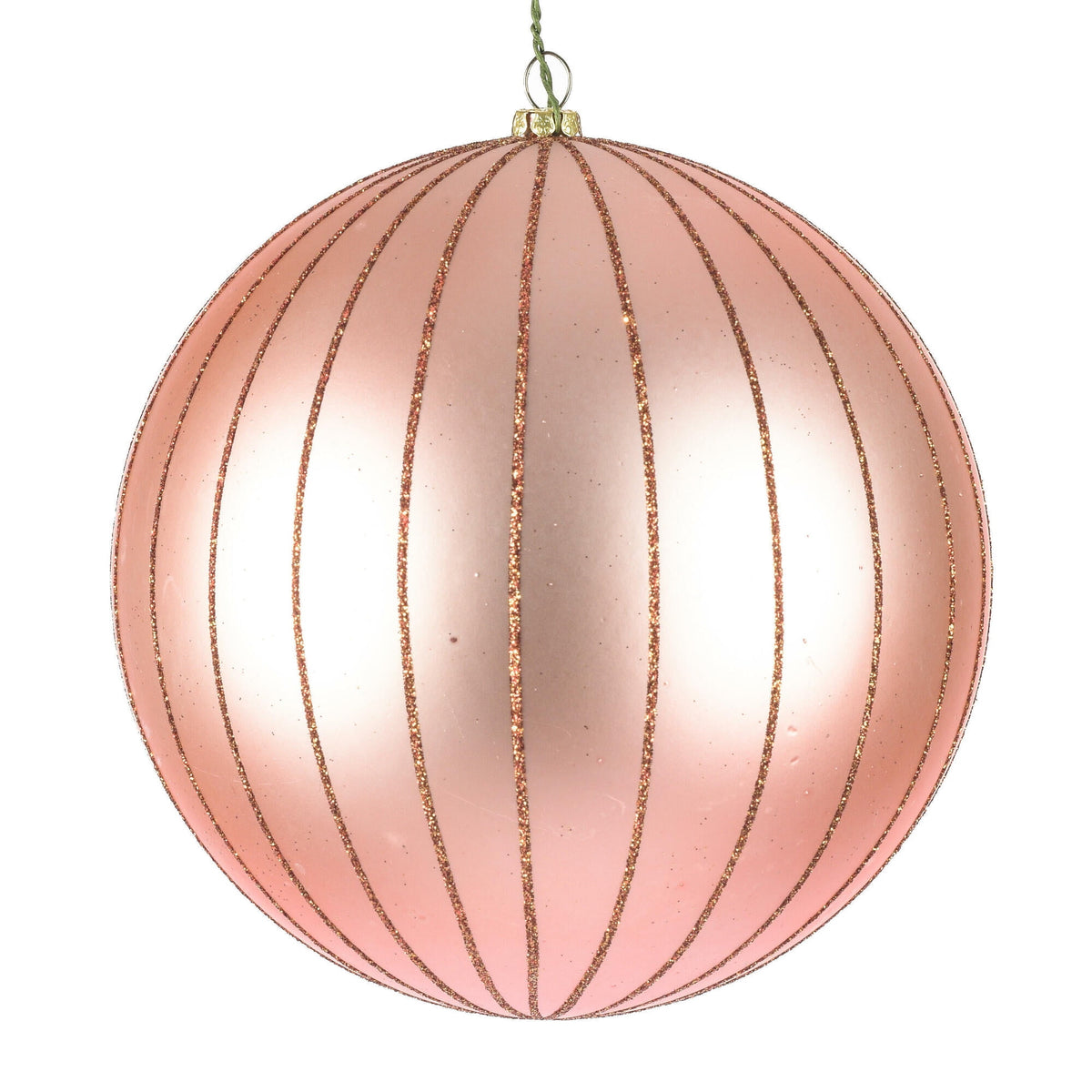 Vickerman 6" Rose Gold Matte Glitter Ball Christmas Ornament, 2 pieces per bag