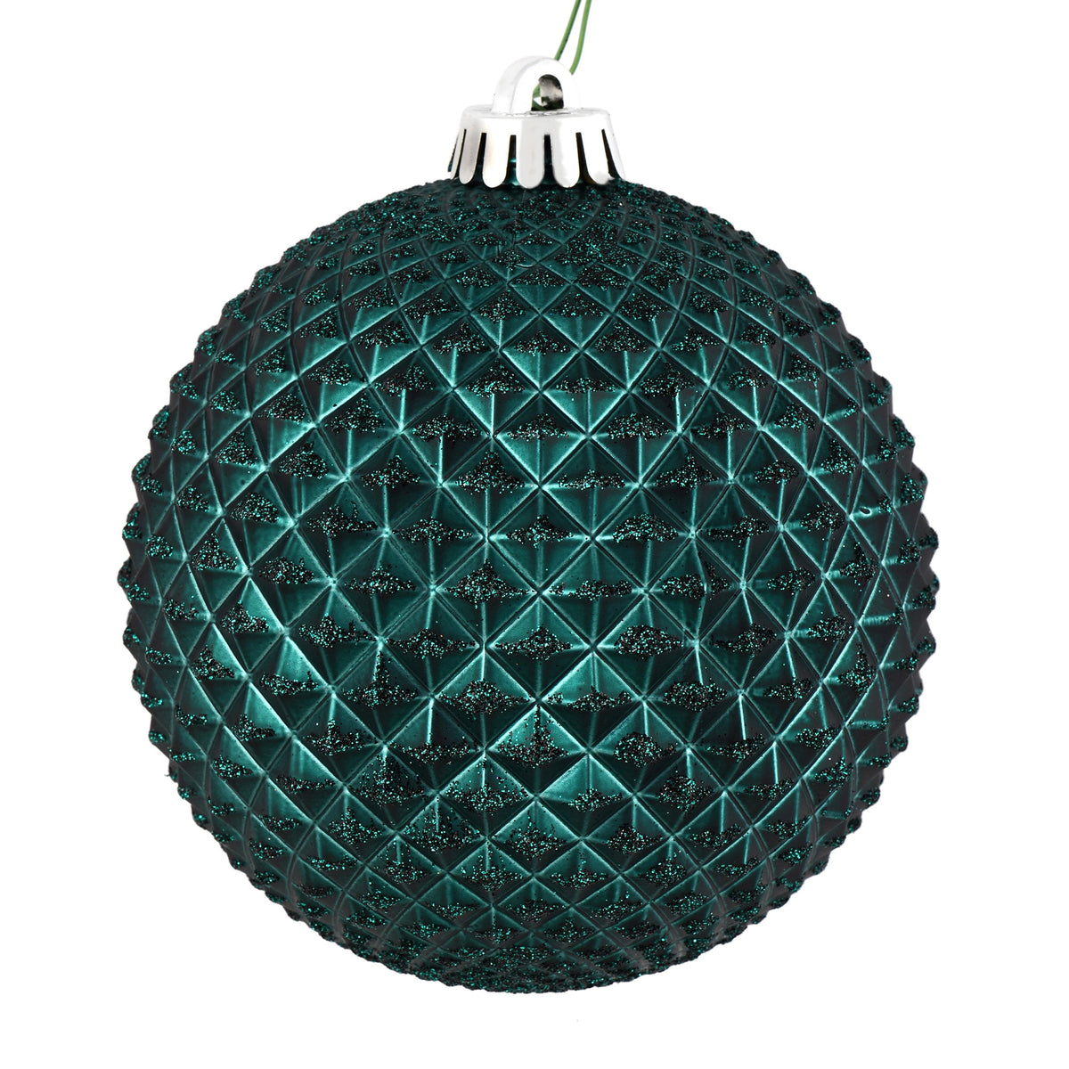 Vickerman 6" Olive Durian Glitter Ball Ornament, 4 per Bag