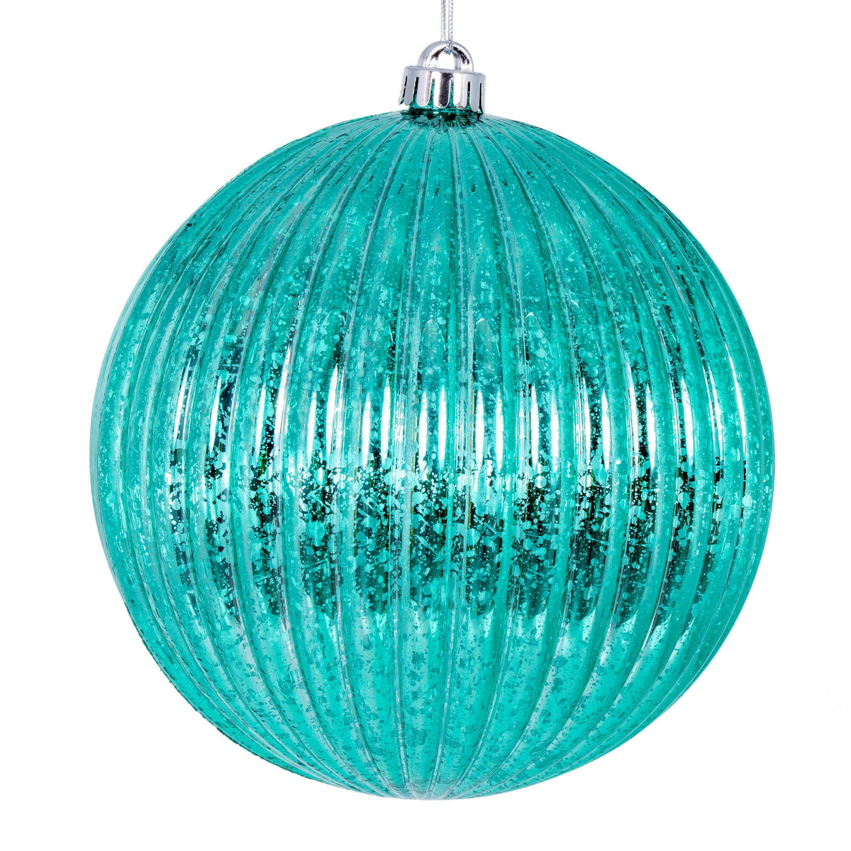 Vickerman 6" Burgundy Shiny Lined Mercury Ball Ornament, 4 per bag.