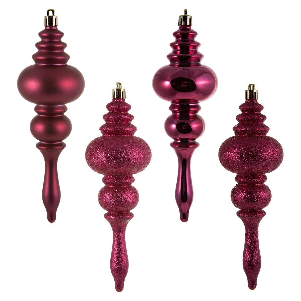 Vickerman 7" Mauve 4-Finish Finial Ornament, 8 per Box