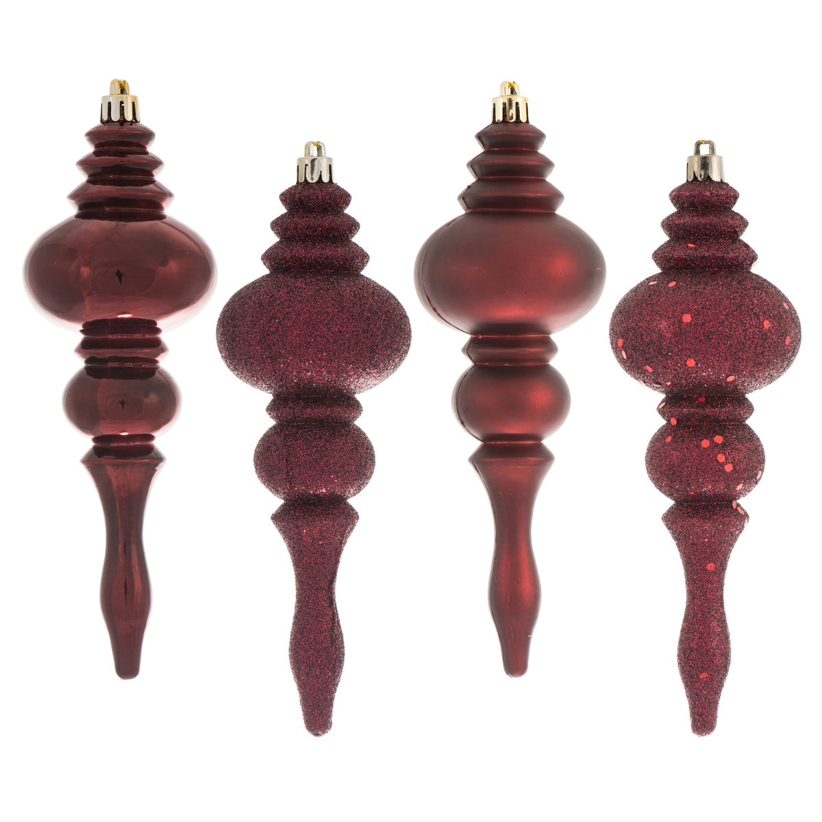Vickerman 7" Mauve 4-Finish Finial Ornament, 8 per Box
