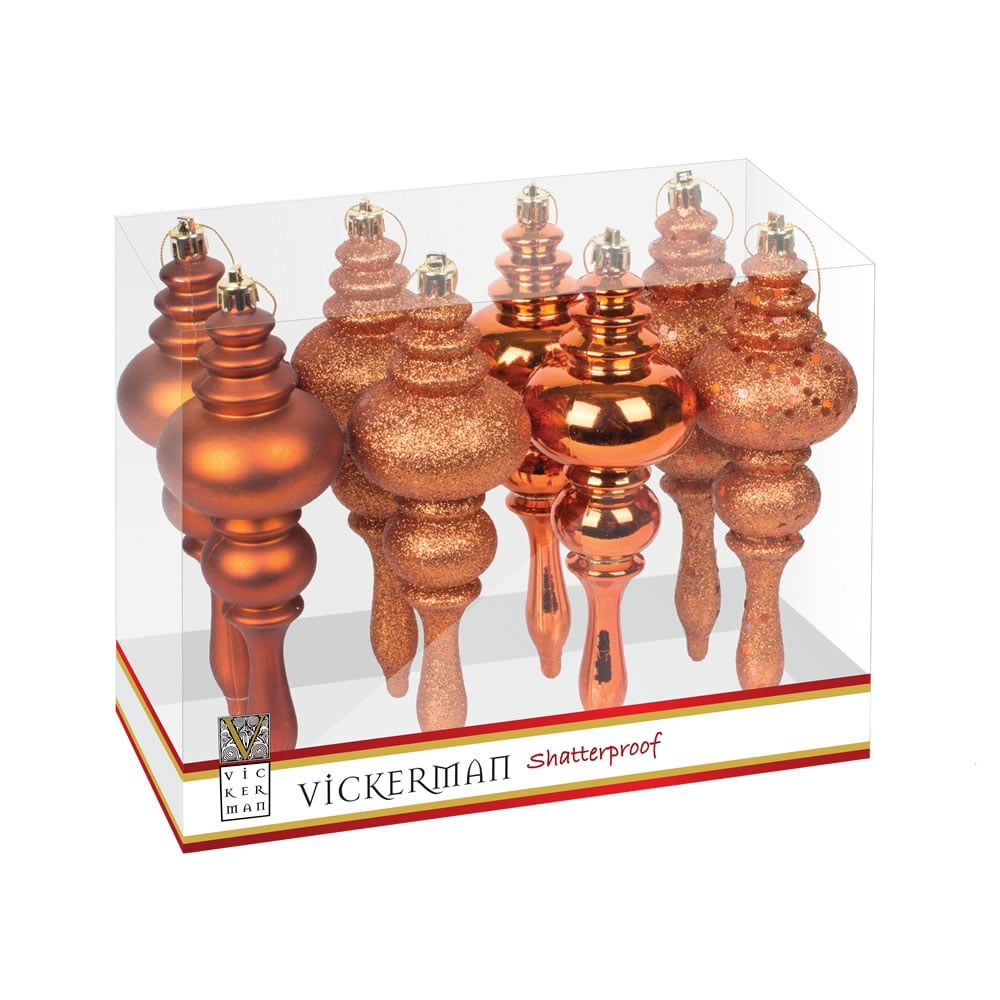 Vickerman 7" Mauve 4-Finish Finial Ornament, 8 per Box