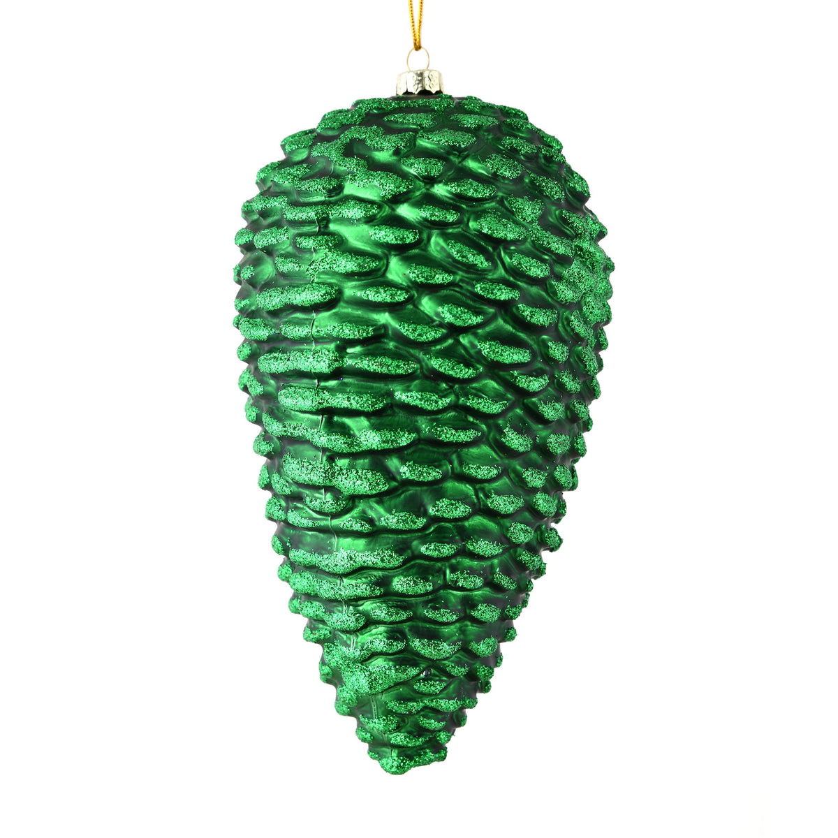 Vickerman 10" White Matte Glitter Pinecone Christmas Ornament, Pack of 2