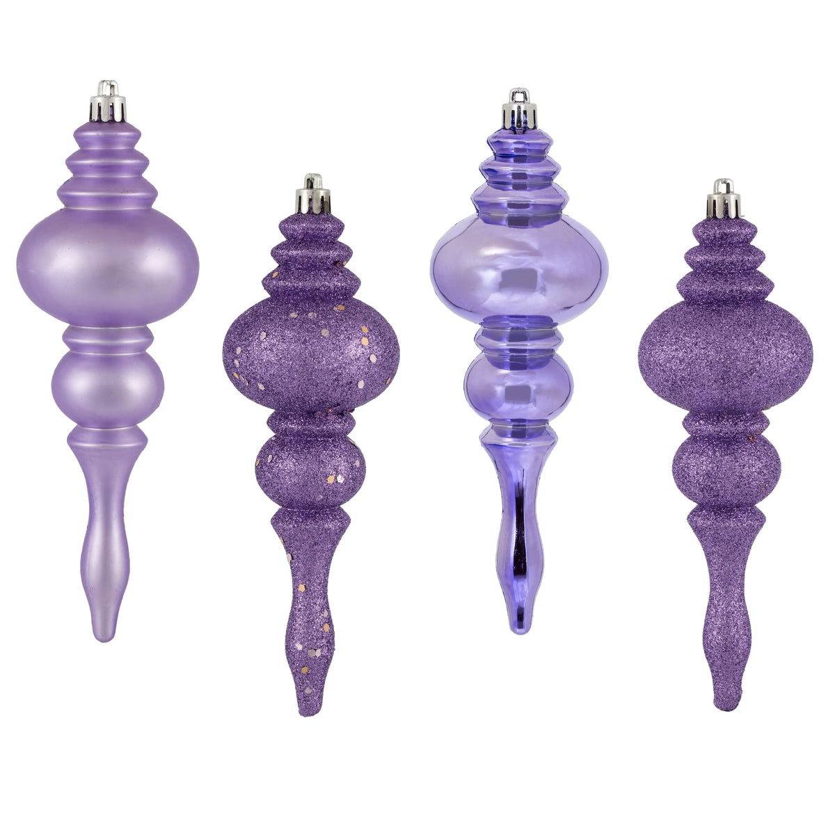 Vickerman 7" Mauve 4-Finish Finial Ornament, 8 per Box