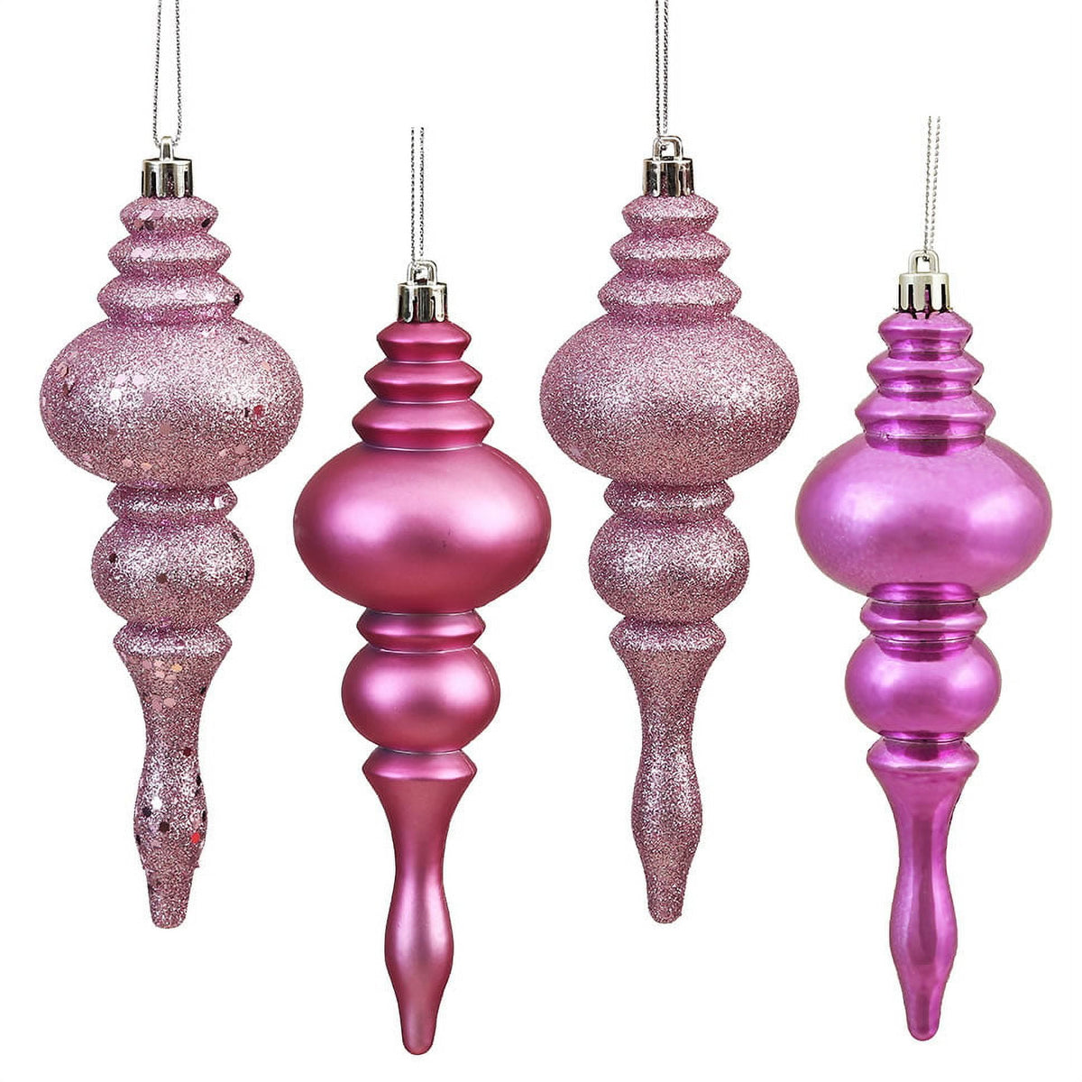 Vickerman 7" Mauve 4-Finish Finial Ornament, 8 per Box