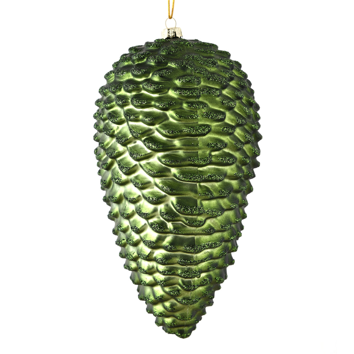 Vickerman 10" White Matte Glitter Pinecone Christmas Ornament, Pack of 2