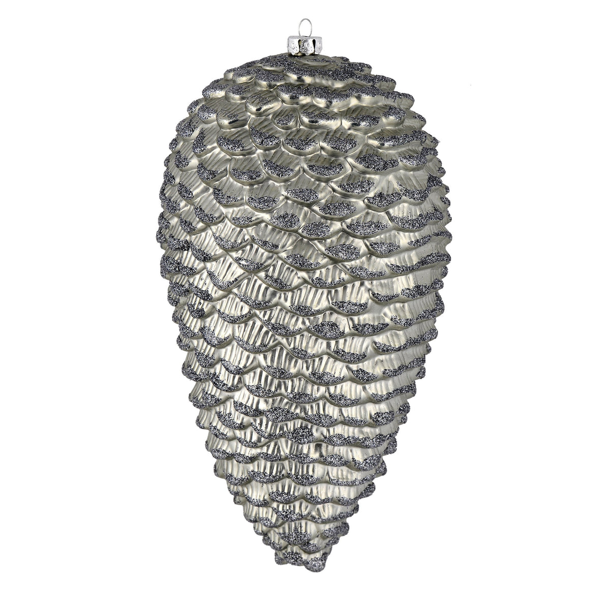 Vickerman 10" White Matte Glitter Pinecone Christmas Ornament, Pack of 2