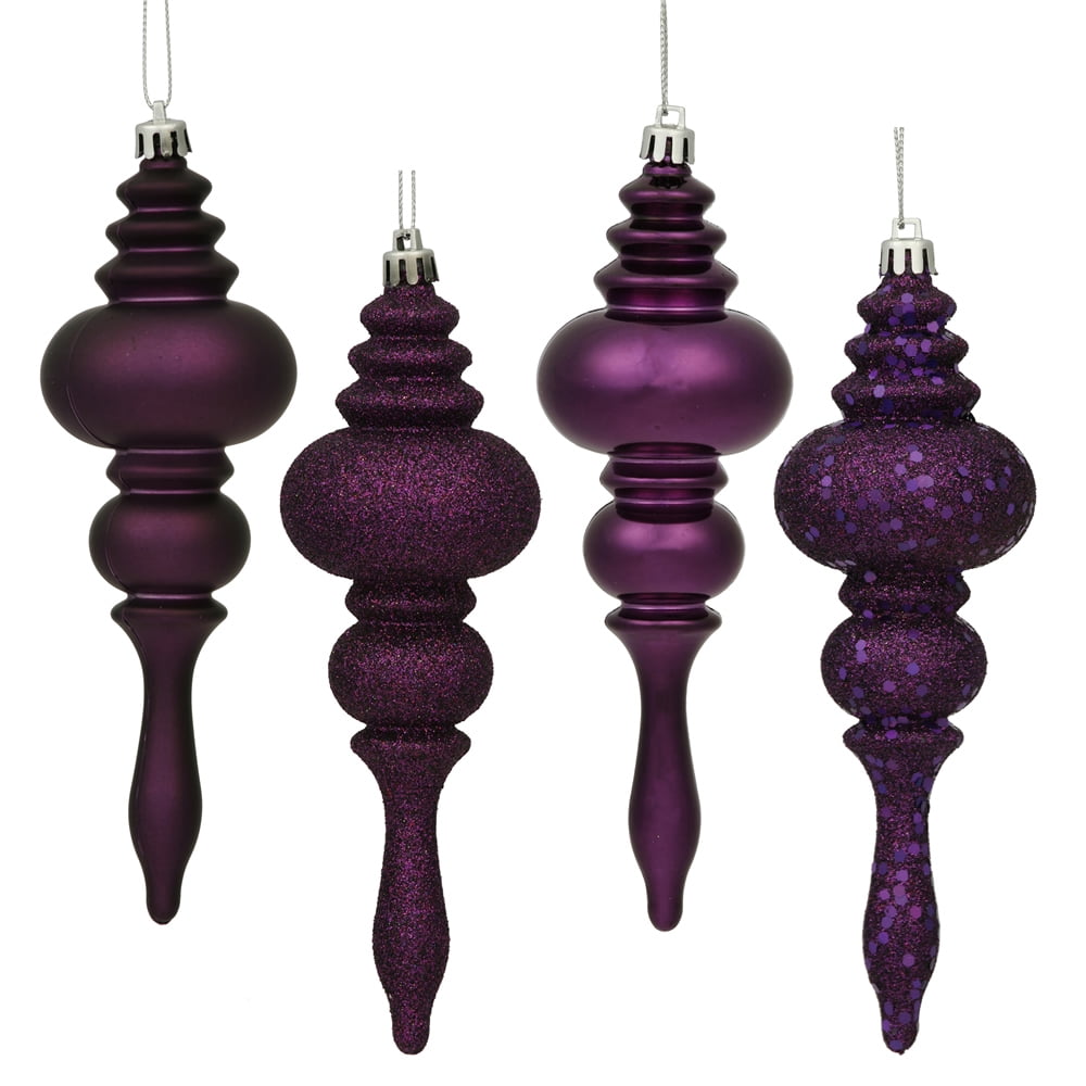 Vickerman 7" Mauve 4-Finish Finial Ornament, 8 per Box