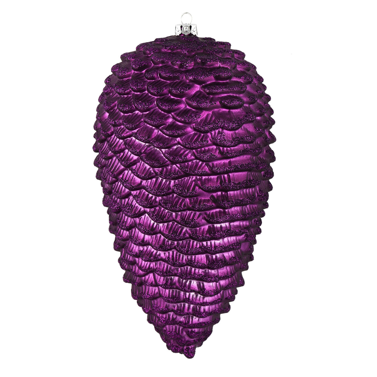 Vickerman 10" White Matte Glitter Pinecone Christmas Ornament, Pack of 2