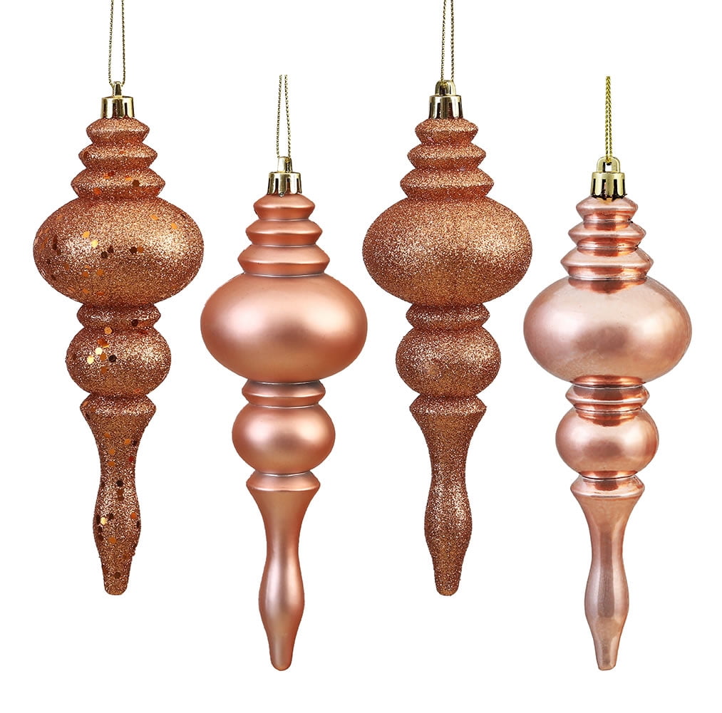 Vickerman 7" Mauve 4-Finish Finial Ornament, 8 per Box