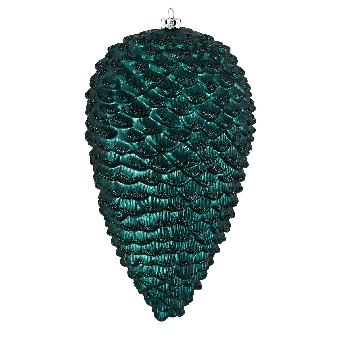 Vickerman 10" White Matte Glitter Pinecone Christmas Ornament, Pack of 2