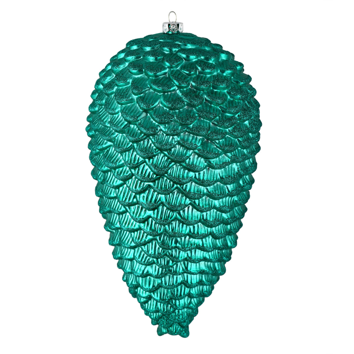 Vickerman 10" White Matte Glitter Pinecone Christmas Ornament, Pack of 2