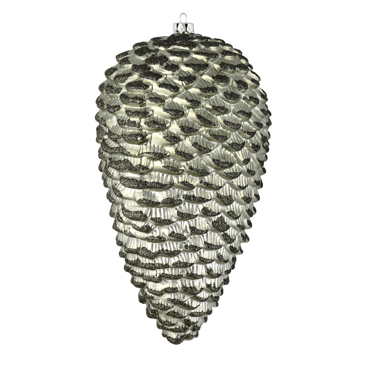 Vickerman 10" White Matte Glitter Pinecone Christmas Ornament, Pack of 2
