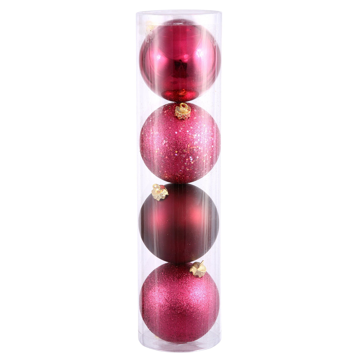Vickerman 10" Berry Red 4-Finish Ball Ornament Assortment, 4 per Bag