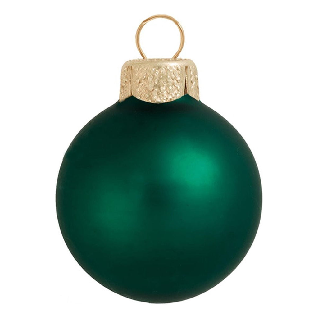 40ct Matte Emerald Green Glass Ball Christmas Ornaments 1.5" (40mm)