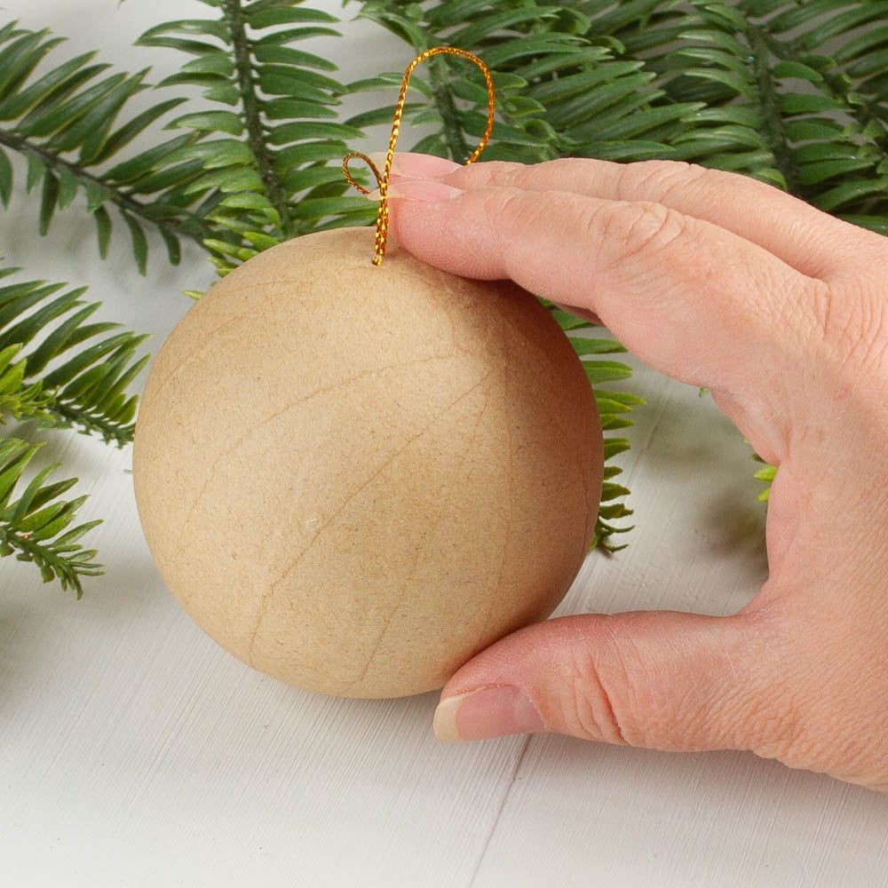 Factory Direct Craft 3-1/2 Inch Paper Mache Ball Ornaments, Set of 12