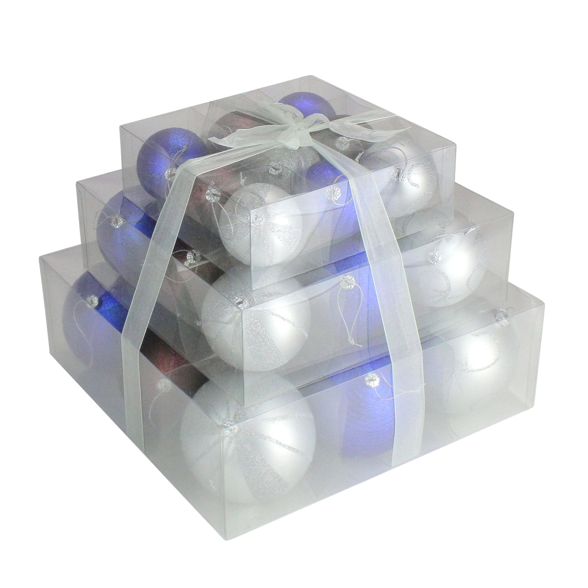 27ct Blue and Brown Shatterproof Matte Christmas Ball Ornaments 4" (100mm)