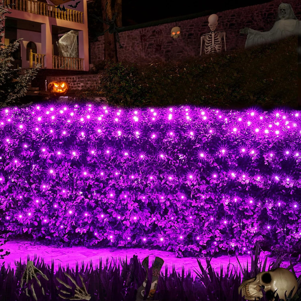 Christmas Net Lights Outdoor, 192 LED 9.8Ft x 6.6Ft Net Lights, Waterproof Christmas Outdoor Mesh Lights for Tree Bushes Holiday Party Garden, Holiday Wedding Party Decorations