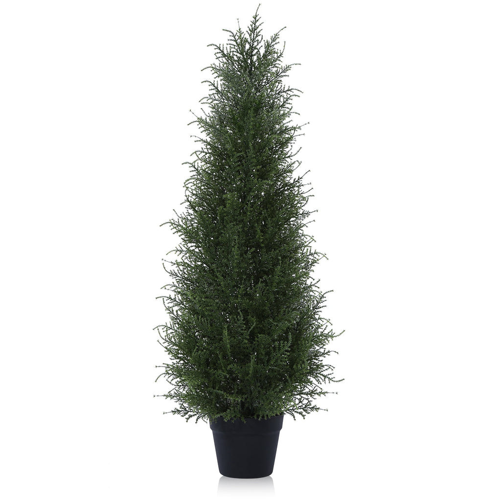 DR.Planzen 2-Pack 3ft Artificial Cedar Topiary Trees, UV-Resistant Outdoor Potted Plants for Porch & Garden Decor
