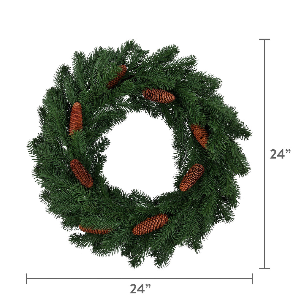 Natural Feel Western Artificial Christmas Wreath with Pinecones, Green, 24", by Holiday Time