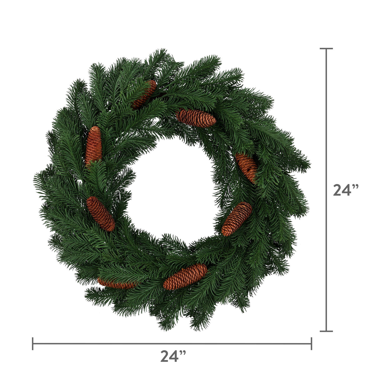Natural Feel Western Artificial Christmas Wreath with Pinecones, Green, 24", by Holiday Time