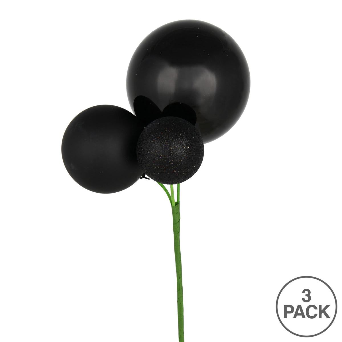 Vickerman 18" Honey Gold Orn Pick 3 per Bag. Features shiny, matte and glitter ornaments.
