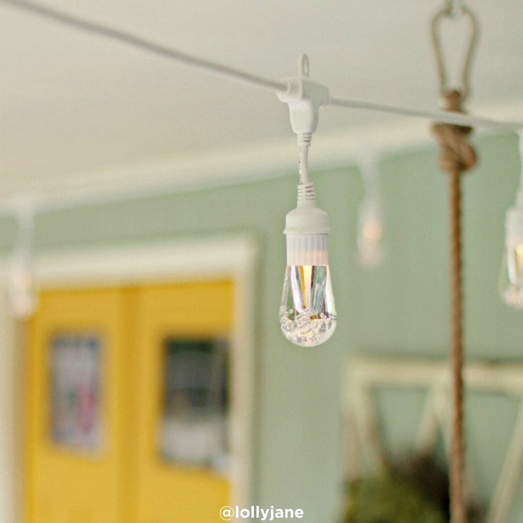 Enbrighten 48ft 24 Bulbs Vintage Indoor/Outdoor LED Café String Lights, Black Cord, 35631