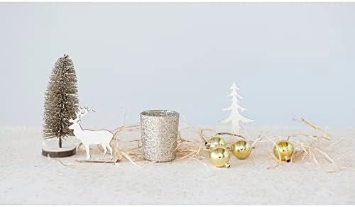 Candle Garden Kit with Bottle Brush Tree, Tealight, Glass Ornaments and Wood Figures, Boxed Set of 8