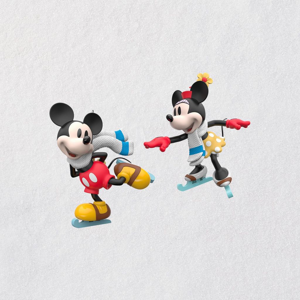 Hallmark Keepsake 2018 Disney Mickey and Minnie Mice on Ice Ornaments, Set of 2