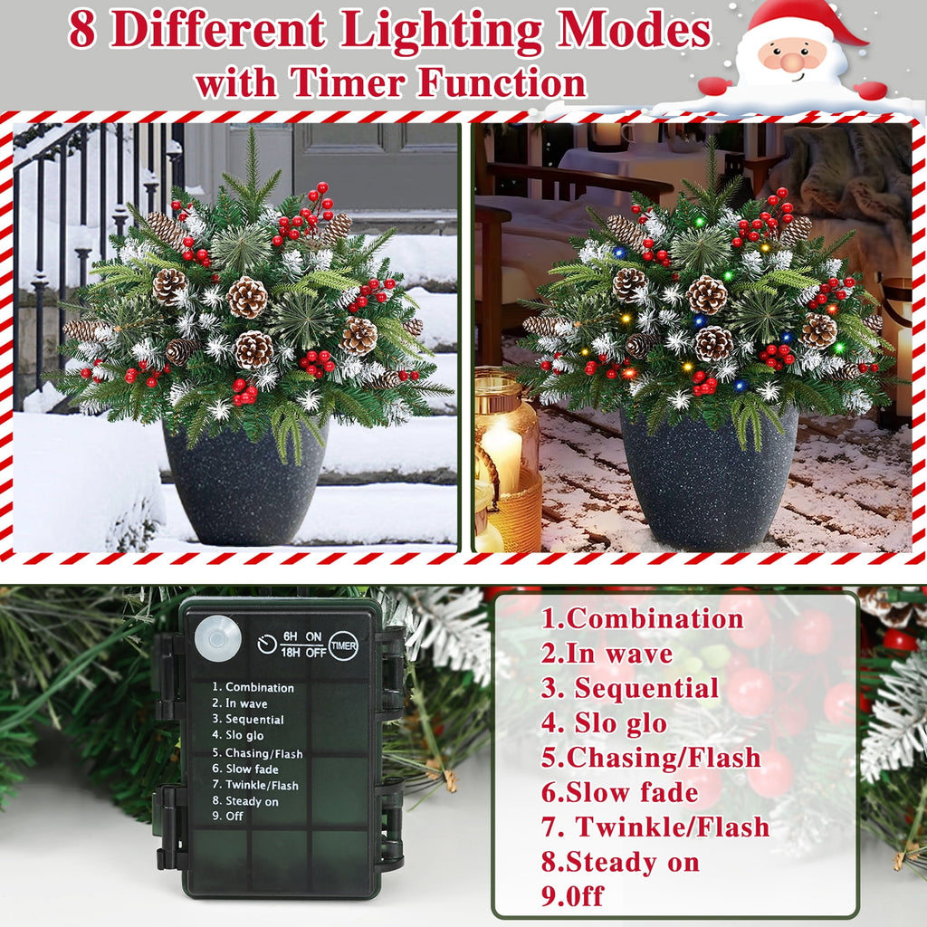 Ikfashoni 2 Pack Christmas Urn Filler, 26 in Pre-lit Outdoor Christmas Tree with Remote, Artificial Christmas Porch Pathway Decoration