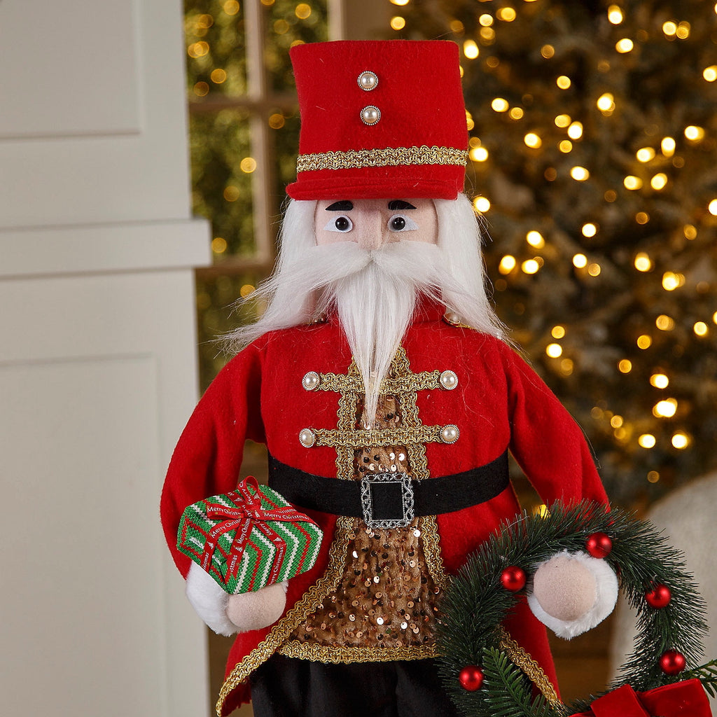 16" x 46" Christmas Animated Standing Nutcracker Decoration with Wreath