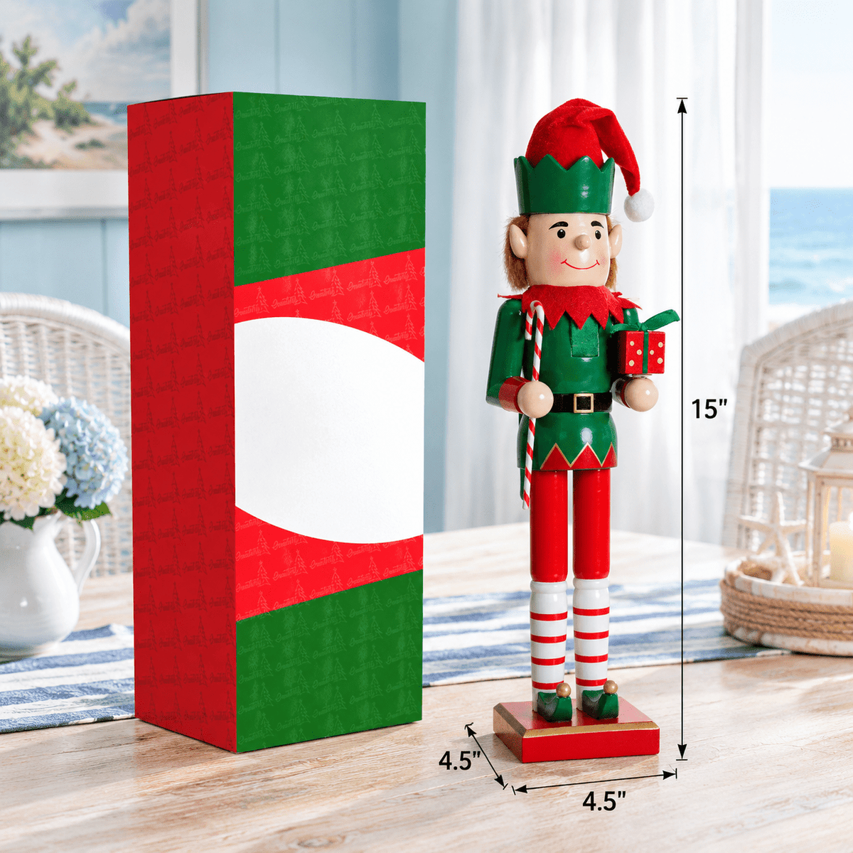 15 Inch Wooden Christmas Nutcracker Decorative Holiday Figure