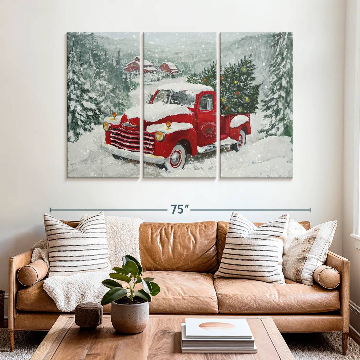 Elephant Stock Moonlit Skaters Wall Art - Horizontal Multi Panel Canvas - Living Room Wall Decor - Holiday Multi Panel - Blue And White Decor By Marilyn Dunlap - 74" x 48"