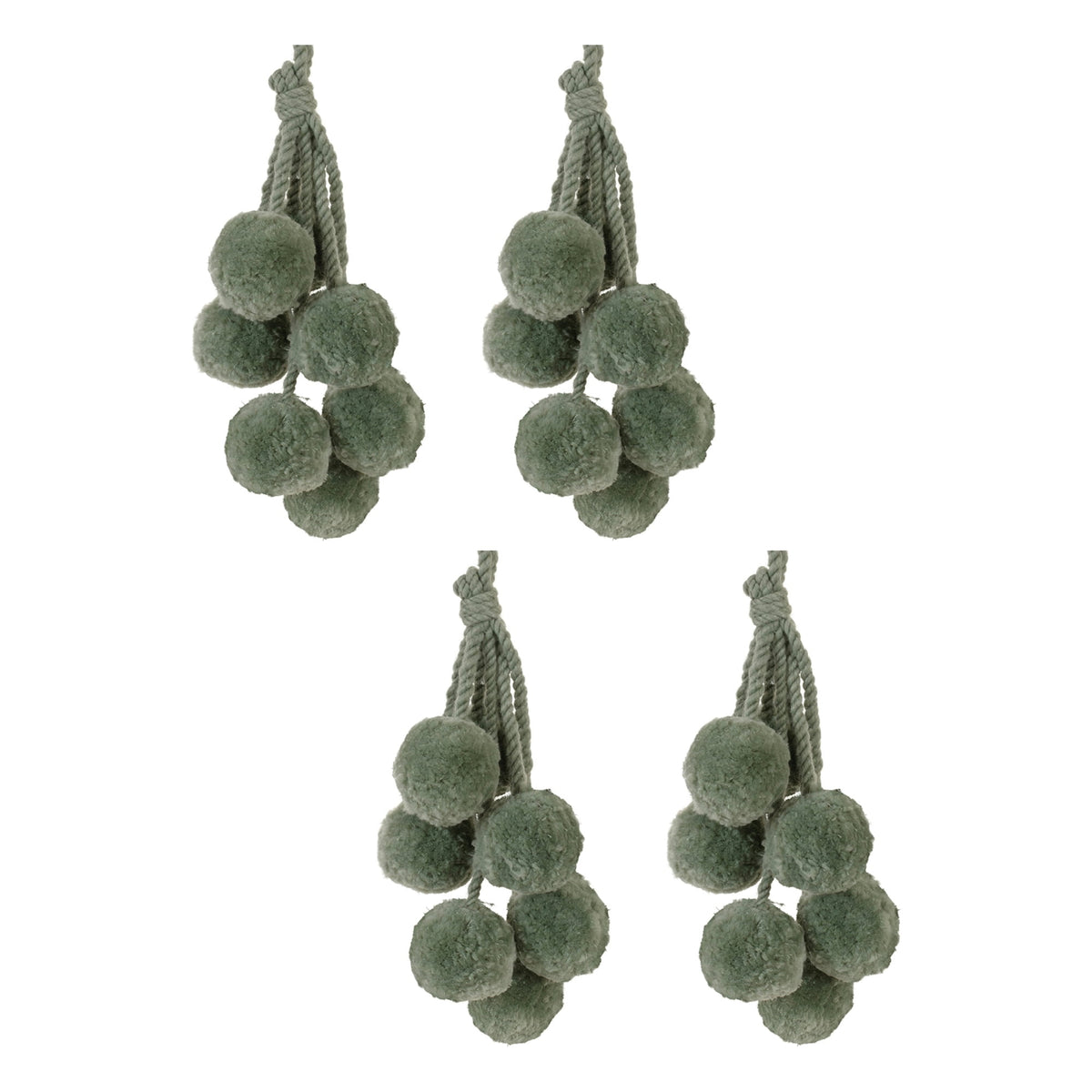 Melrose Sage Green Pom Pom Cluster Drop Ornament Set of 4