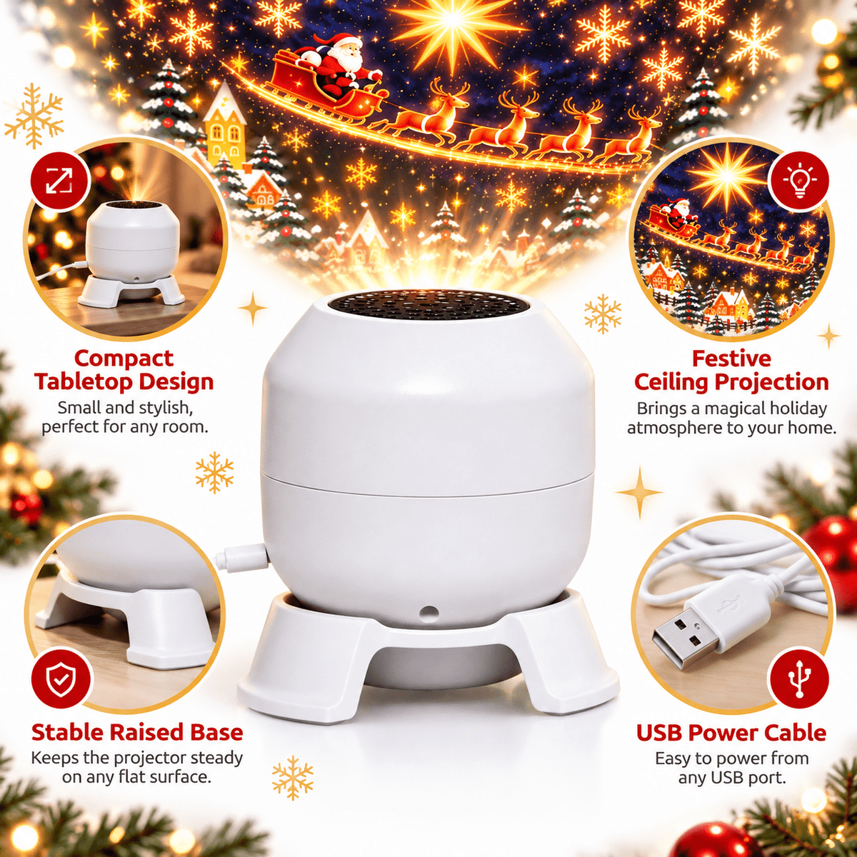 2026 New Upgraded 4K Smart Dynamic 5D Holographic Night Light Projector, 2-in-1 Galaxy & Ocean Star Ceiling Projector with 24 HD Films, 360° Flexible USB Powered Lamp for Bedroom Decor & Car GIft