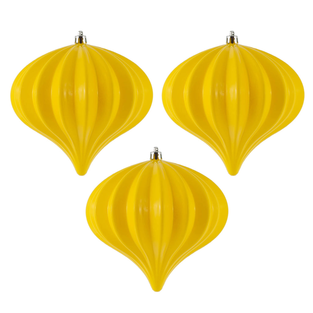 Vickerman 5.7" Burnished Orange Matte Onion Christmas Ornament, UV treated, Set of 3