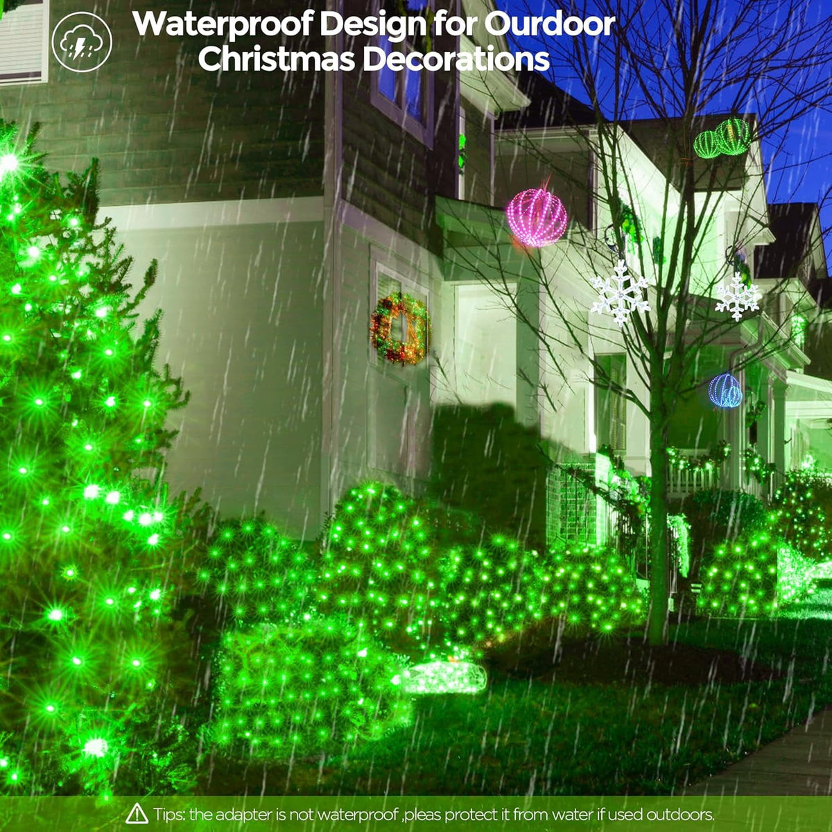 Christmas Net Lights Outdoor, 192 LED 9.8Ft x 6.6Ft Net Lights, Waterproof Christmas Outdoor Mesh Lights for Tree Bushes Holiday Party Garden, Holiday Wedding Party Decorations