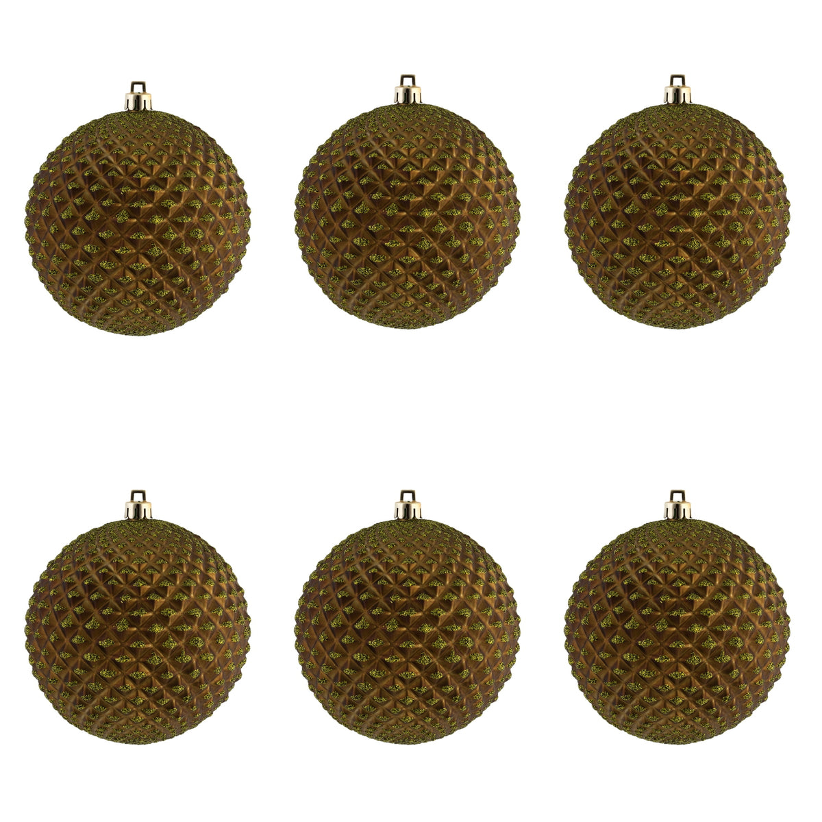 Vickerman 6" Olive Durian Glitter Ball Ornament, 4 per Bag